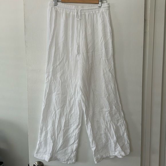 C&C California Pants - C&C California White Cotton Drawstring Pants - Size L